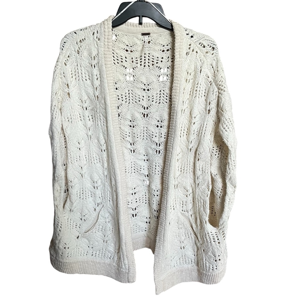 Free People Snow Bunny Cream Open-Knit Women's Sweater Cardigan Shrug small